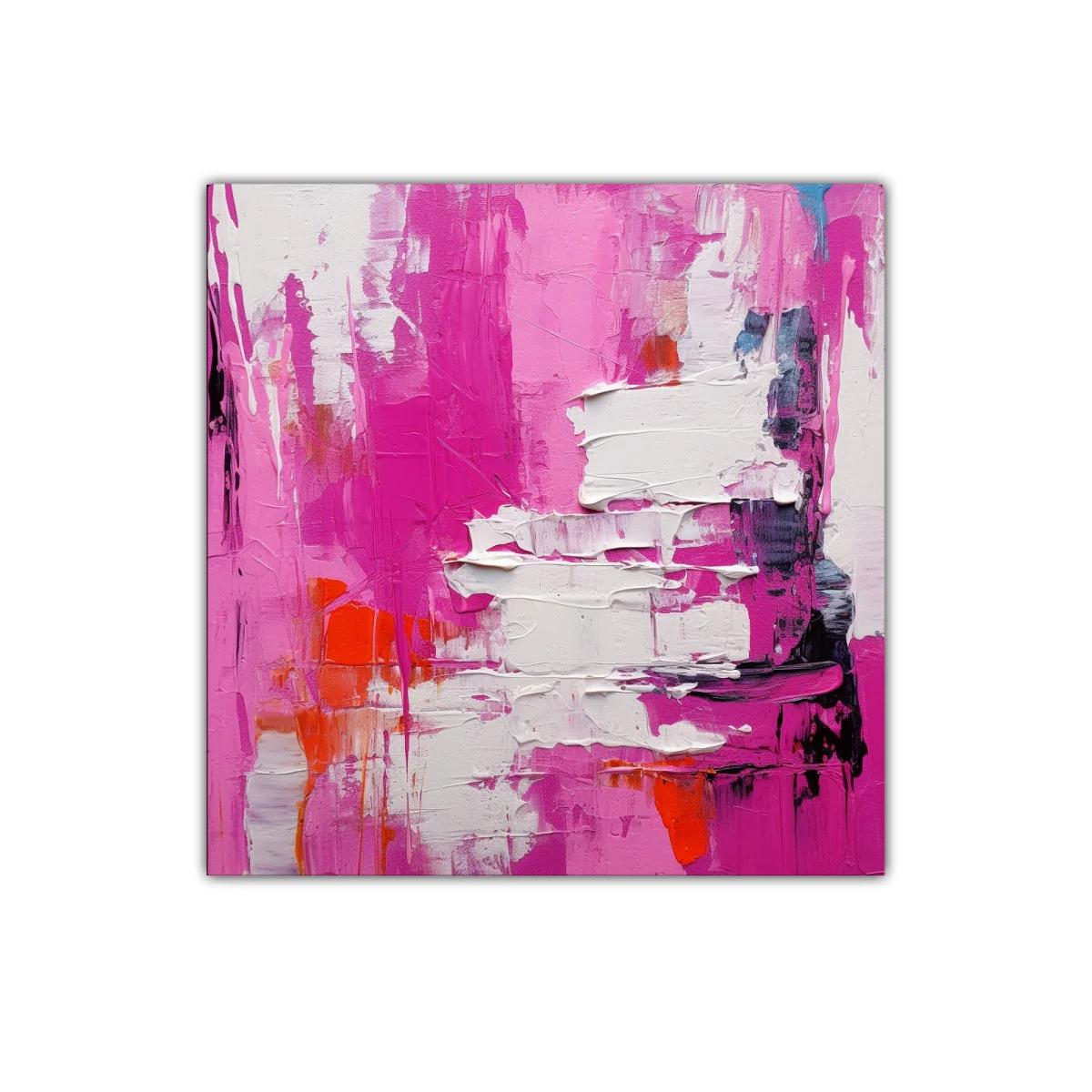 Cuadro abstracto con alto impacto en rosas y blanco — imagen principal