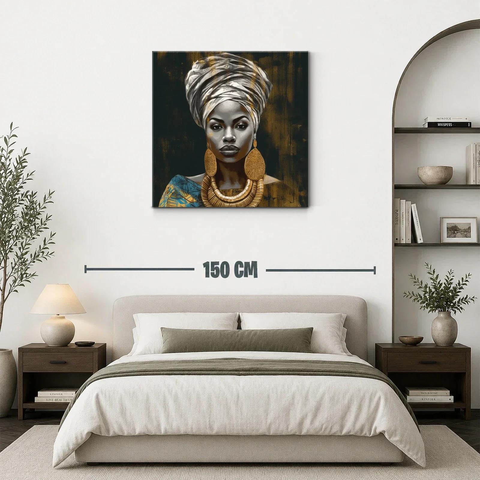 Retrato elegante de mujer con joyas doradas y turbante — miniatura 3