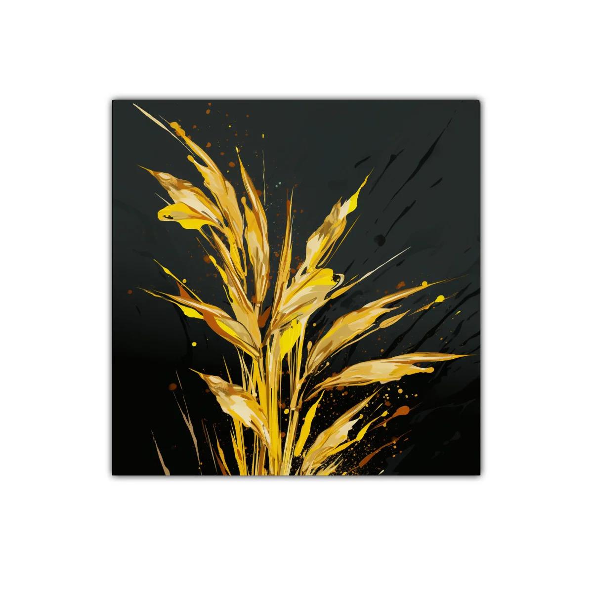 Cuadro con inspiración natural en tonos dorados y negros — imagen principal