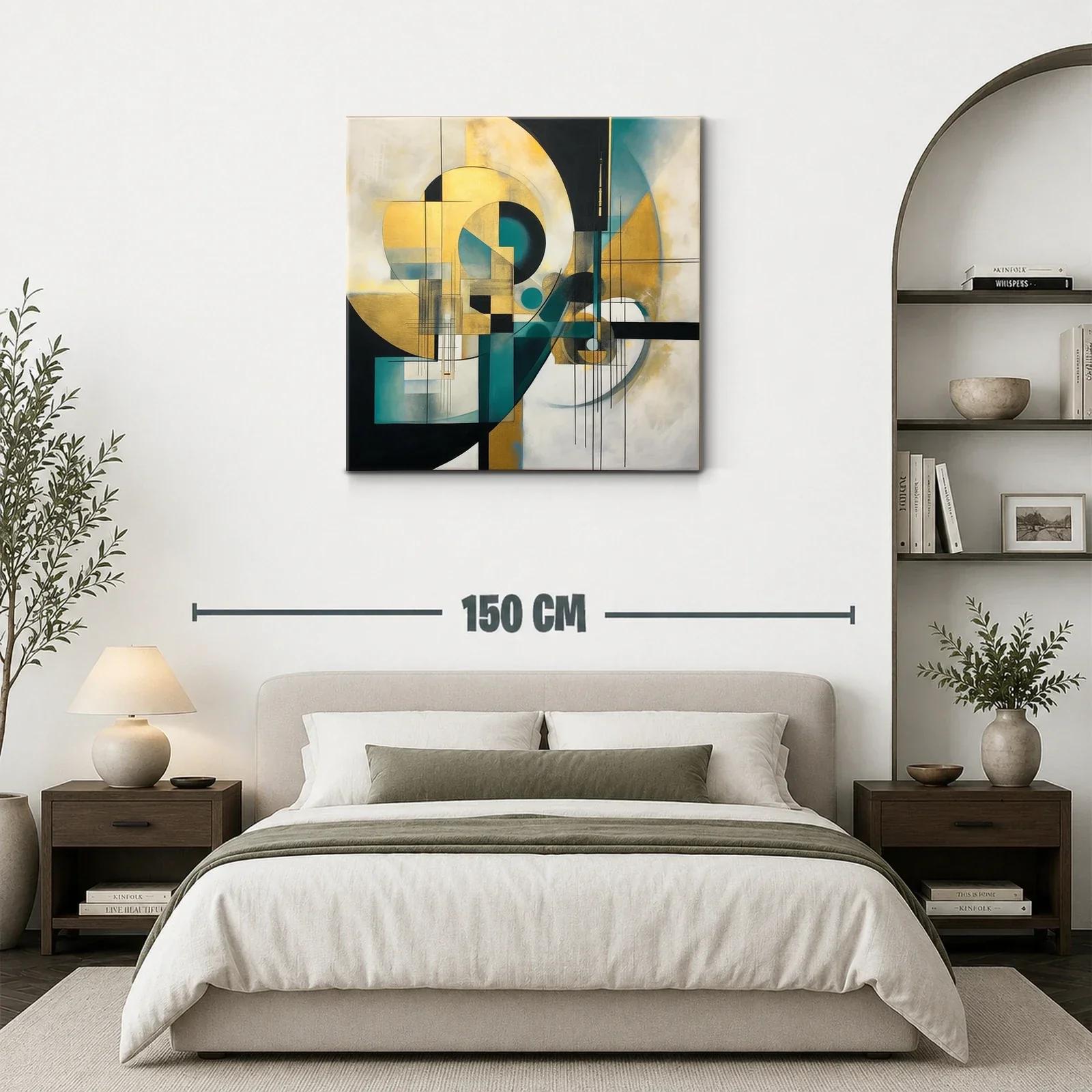 Composición abstracta en tonos oro y turquesa — miniatura 3
