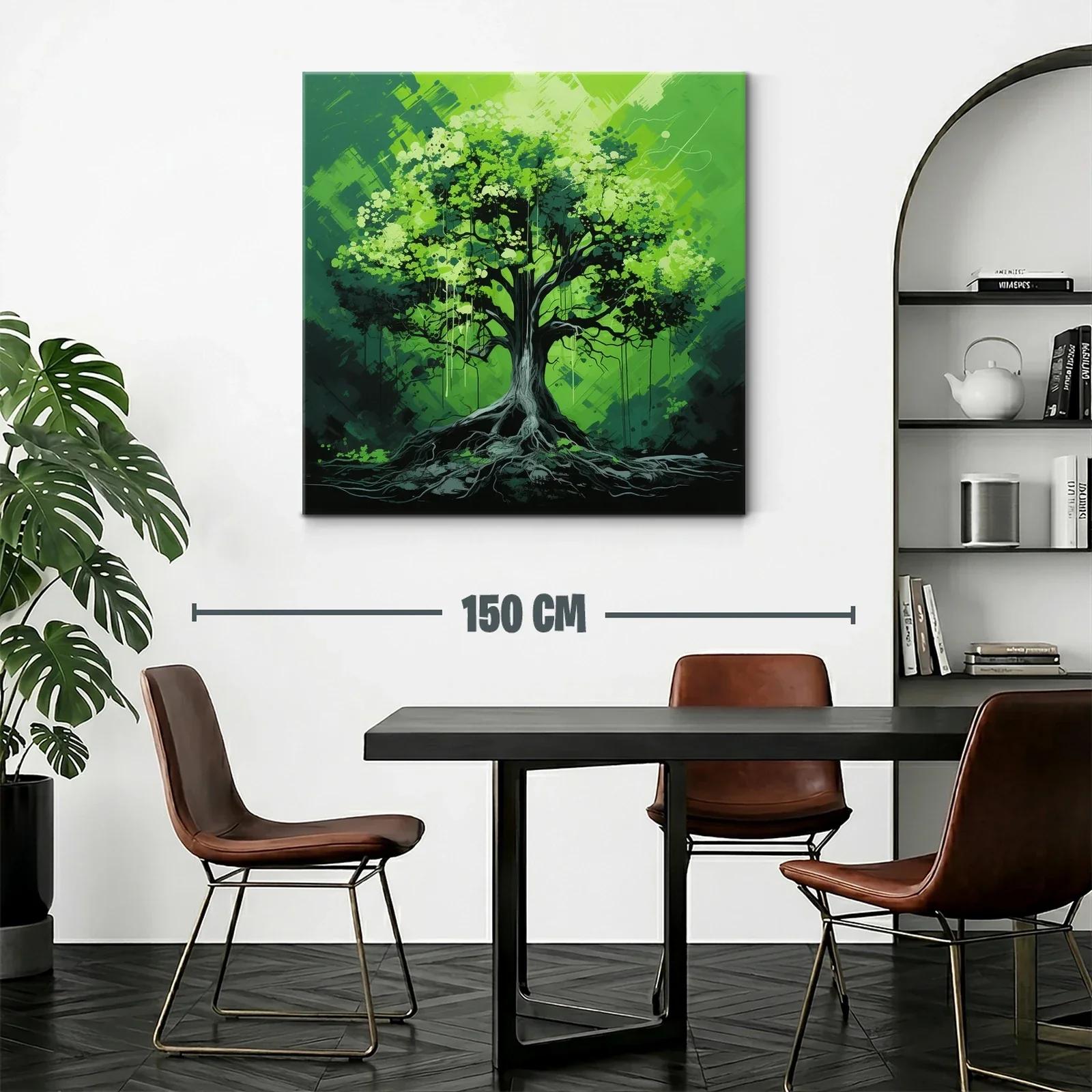 Cuadro árbol verde con raíces y copa frondosa — miniatura 2