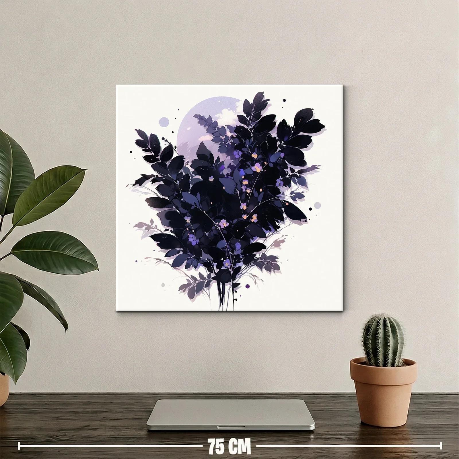 Composición floral con hojas oscuras y detalles violetas — miniatura 2