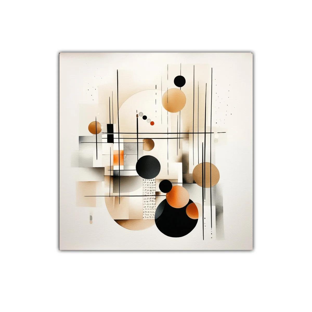 Composición abstracta con círculos y líneas geométricas