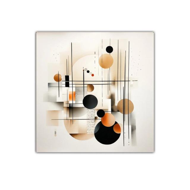 Composición abstracta con círculos y líneas geométricas