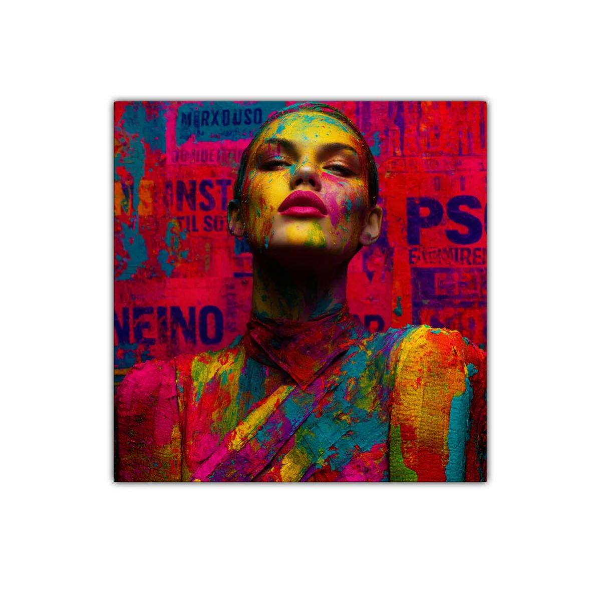 Expresividad vibrante con rostro lleno de color y actitud