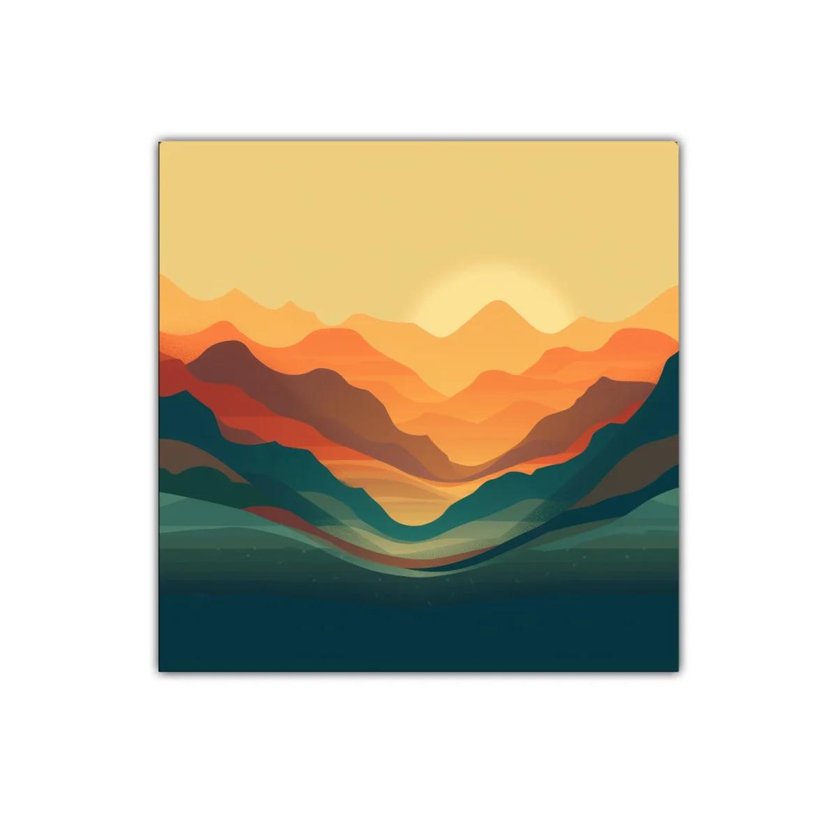 Paisaje abstracto de montañas al atardecer con colores cálidos — imagen principal