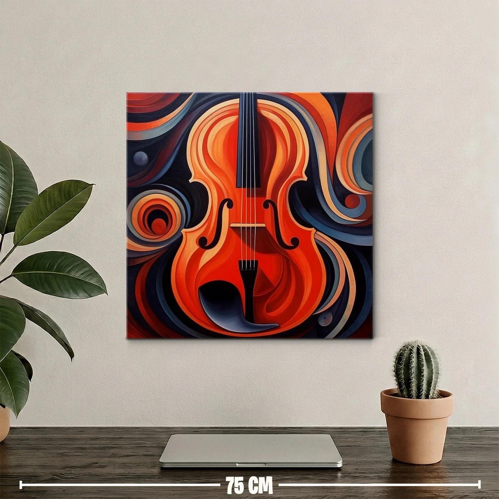 Cuadro vibrante con violín en tonos cálidos y abstractos — miniatura 2