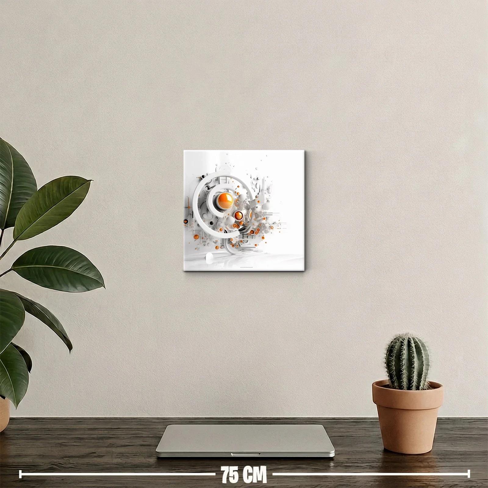 Composición abstracta con esferas naranjas y estructuras blancas — miniatura 2