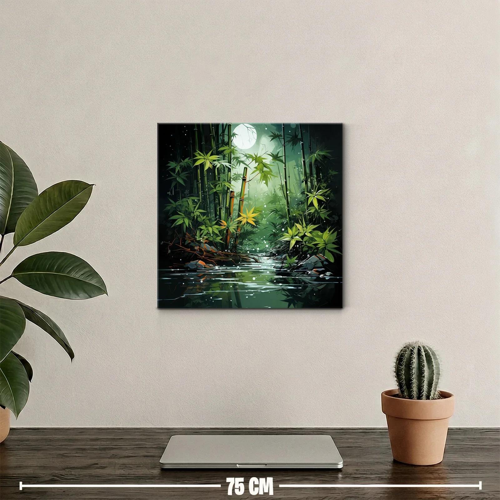 Bosque de bambú bajo la luz de luna llena en calma — miniatura 2