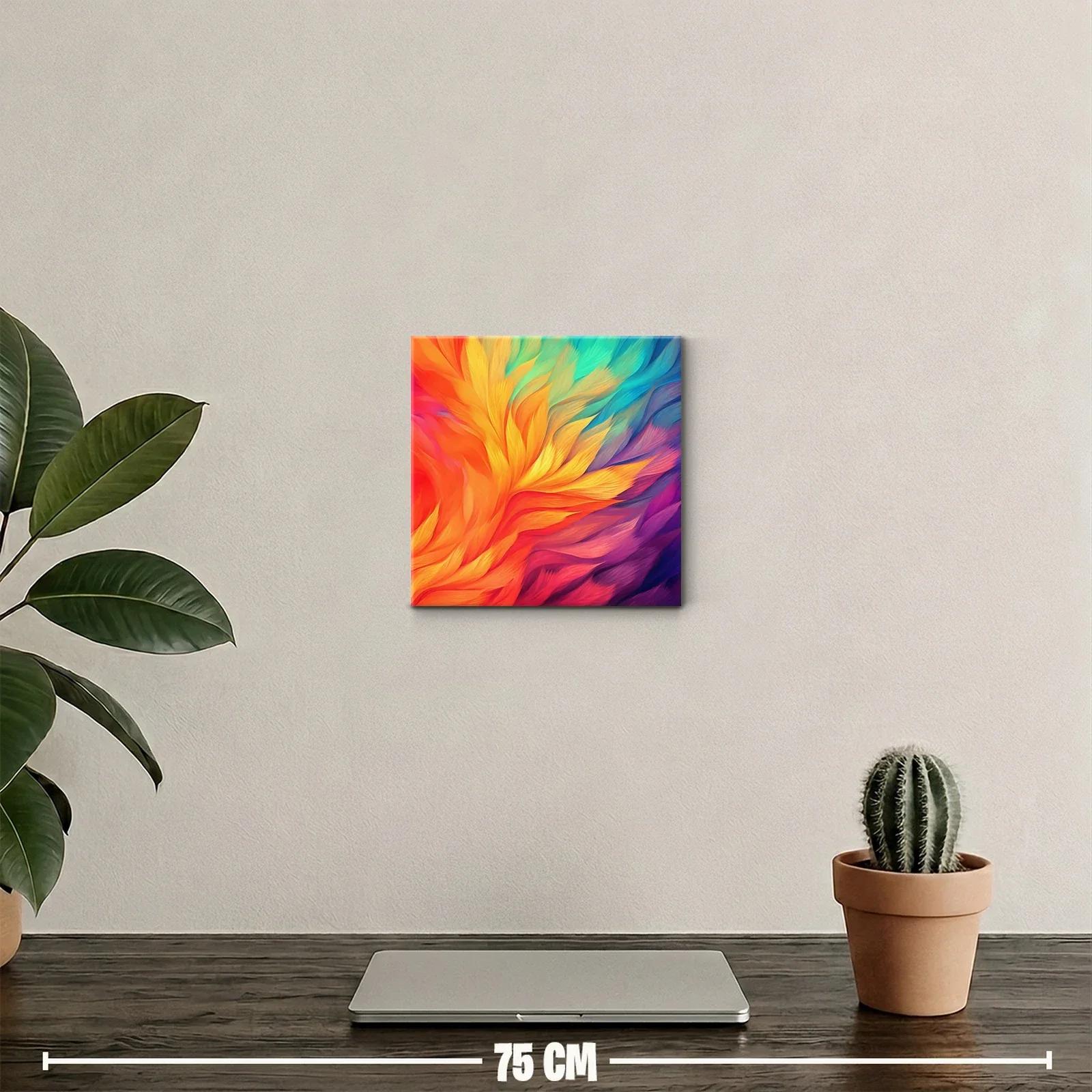 Cuadro abstracto en vibrantes tonos cálidos y fríos — miniatura 2