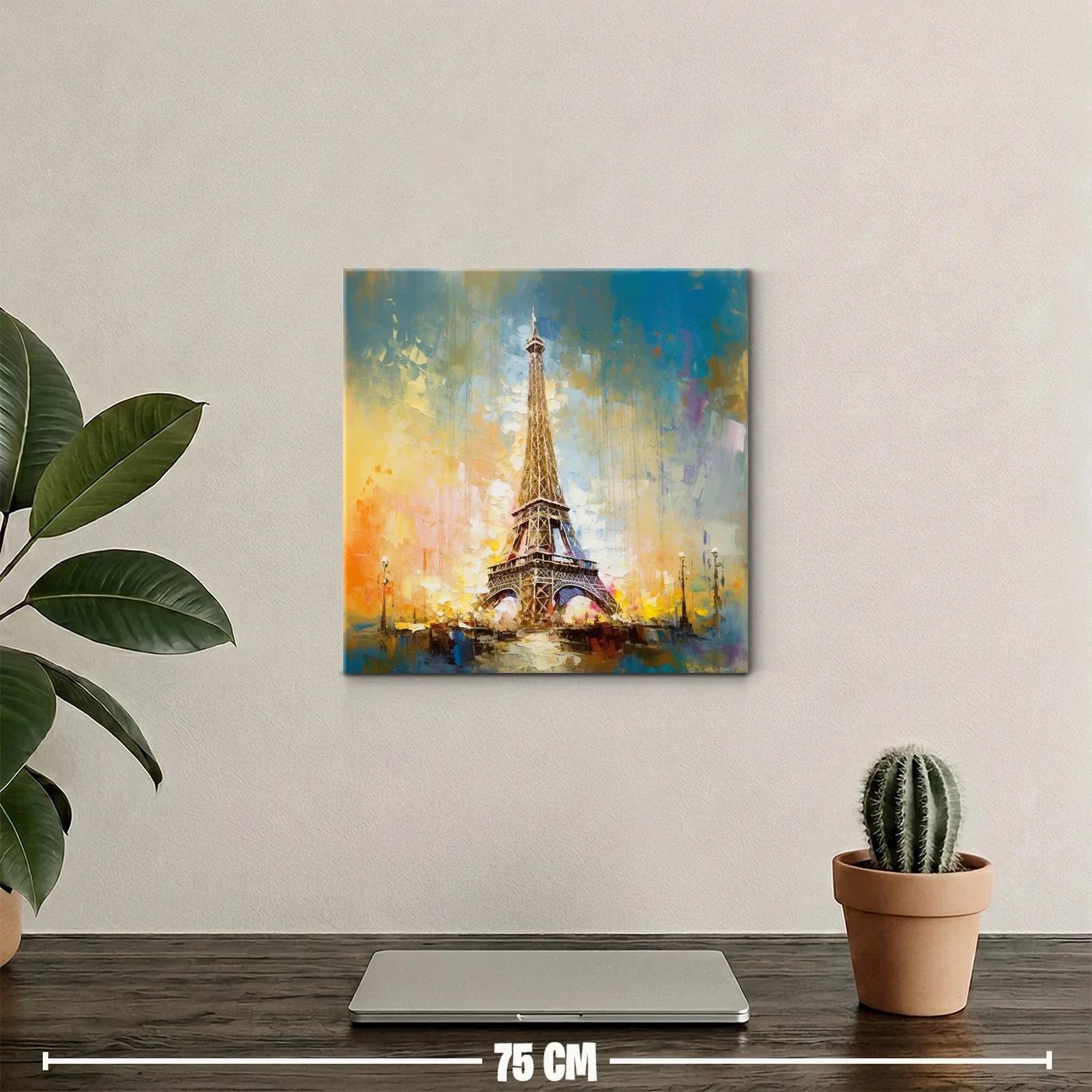 Cuadro Torre Eiffel con tonos cálidos y cielo azul brillante — miniatura 2