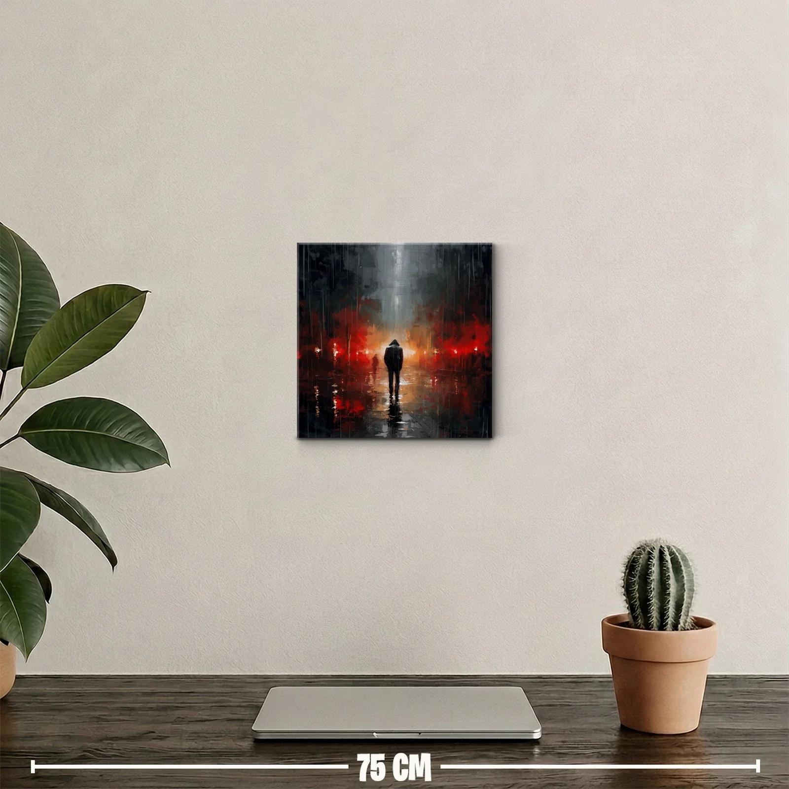 Figura solitaria en paisaje urbano nocturno lleno de luces — miniatura 2