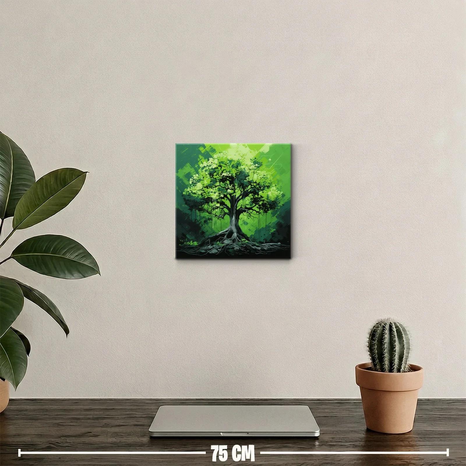 Cuadro árbol verde con raíces y copa frondosa — miniatura 2
