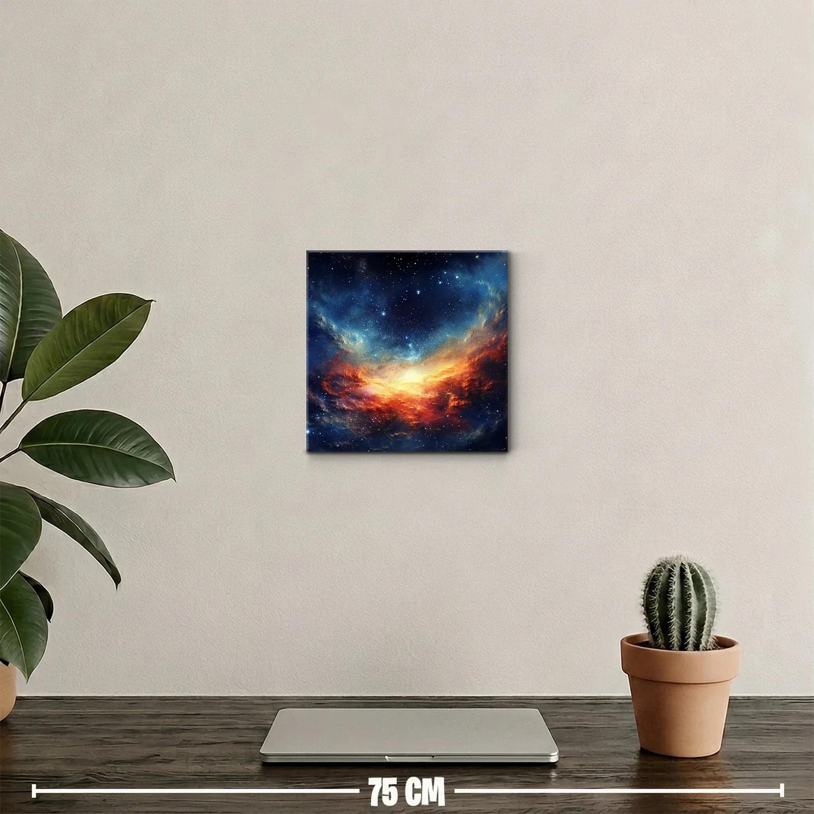 Cuadro decorativo con galaxia en tonos cálidos y fríos — miniatura 2