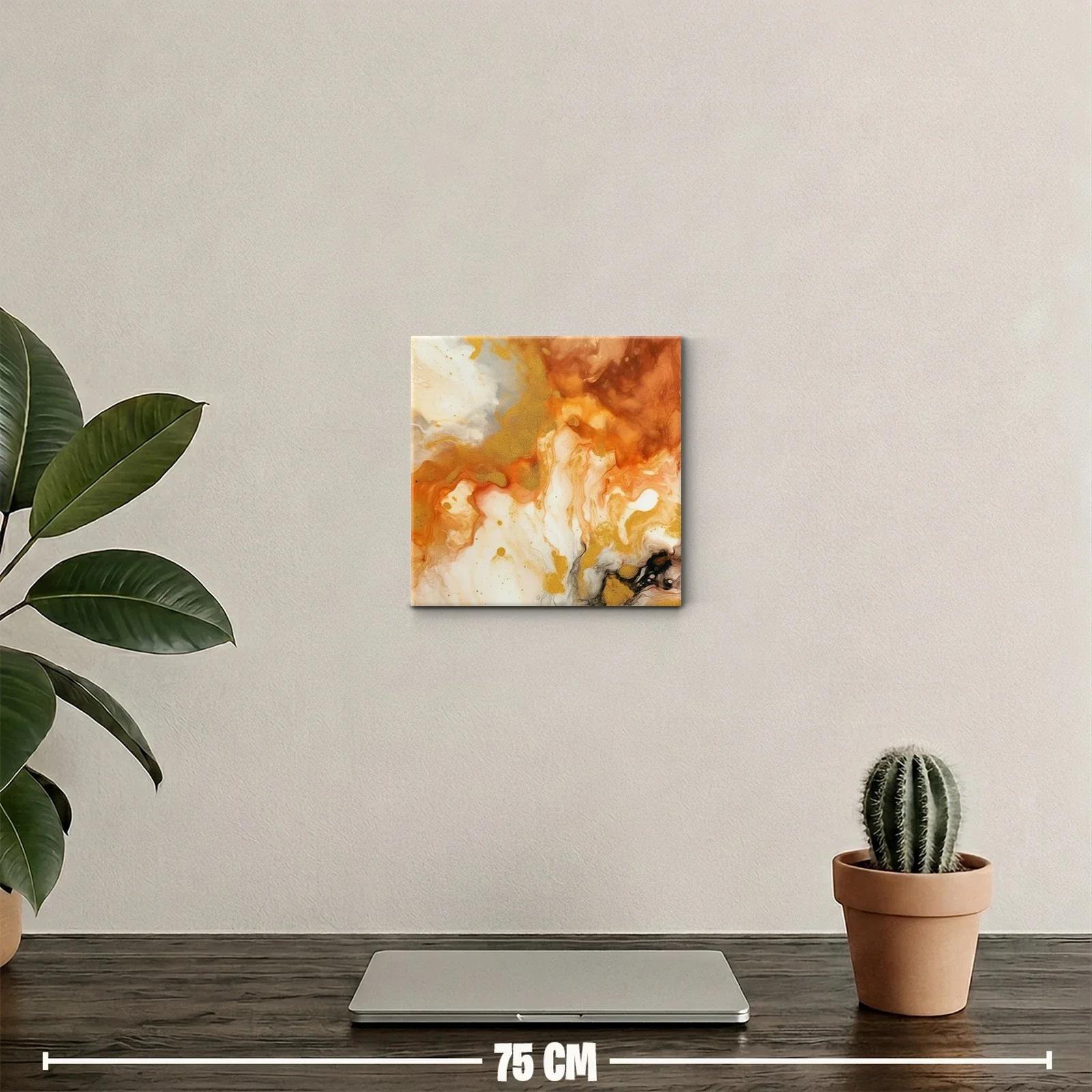 Cuadro abstracto con tonos cálidos y dorados — miniatura 2
