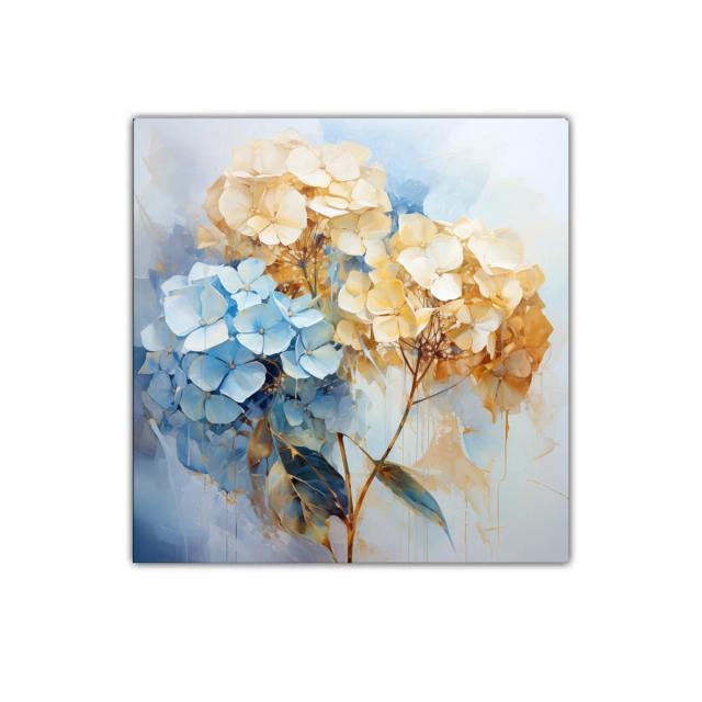 Ramo delicado de hortensias en tonos azules y beige