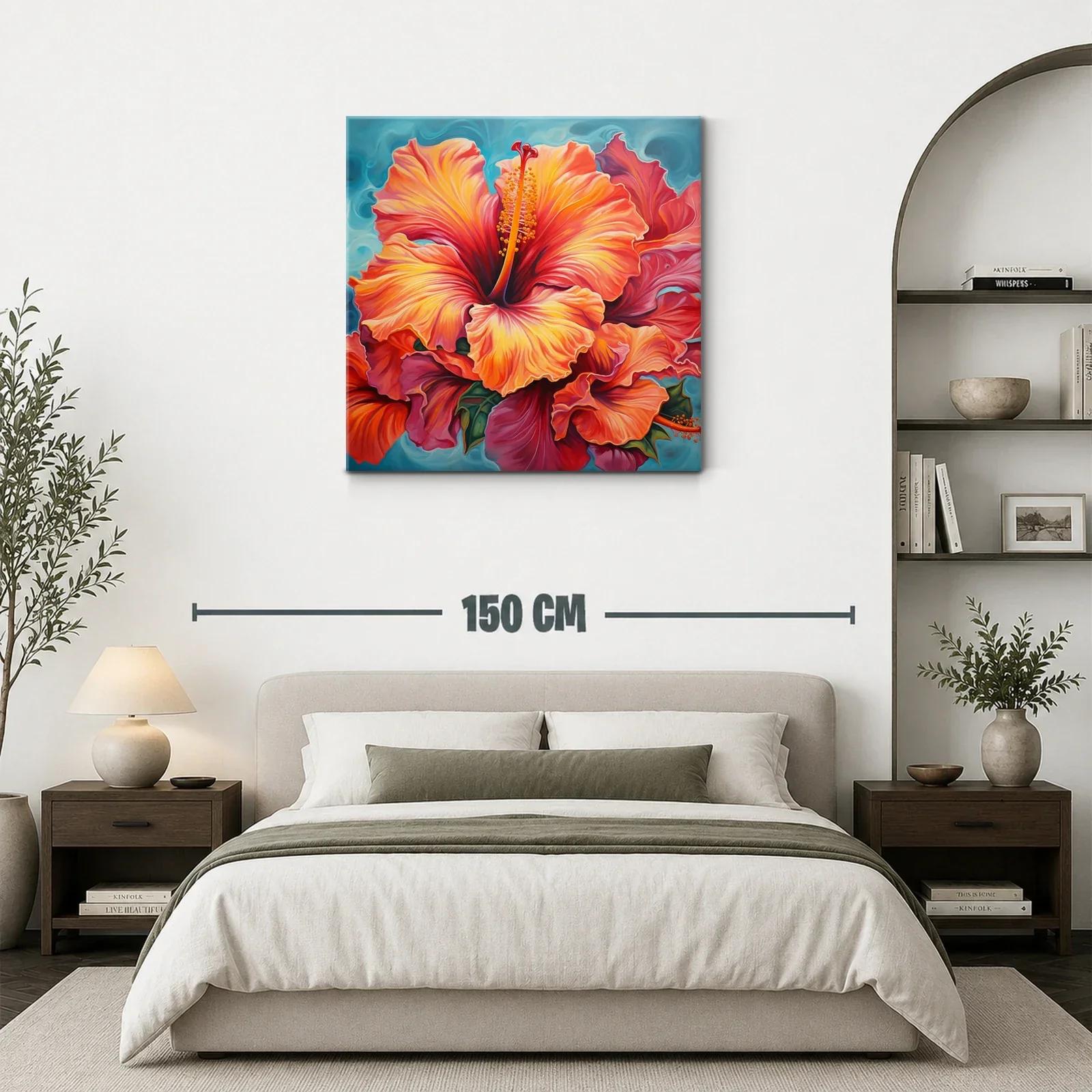 Cuadro vibrante con flor tropical en tonos cálidos — miniatura 3