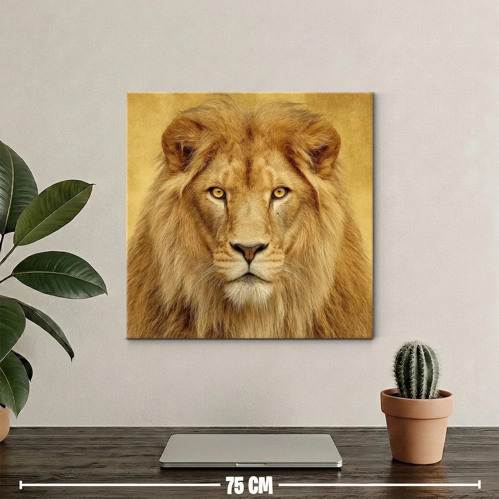 Retrato imponente de león con melena dorada y mirada fija — miniatura 2