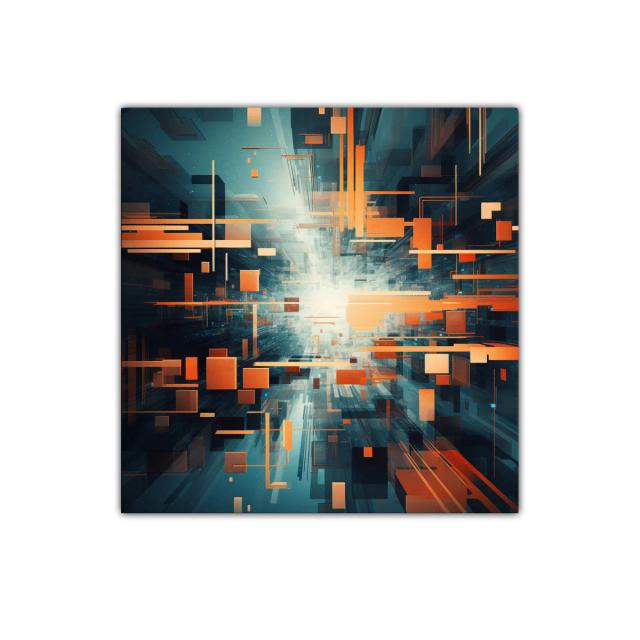 Composición geométrica abstracta con tonos cálidos y fríos