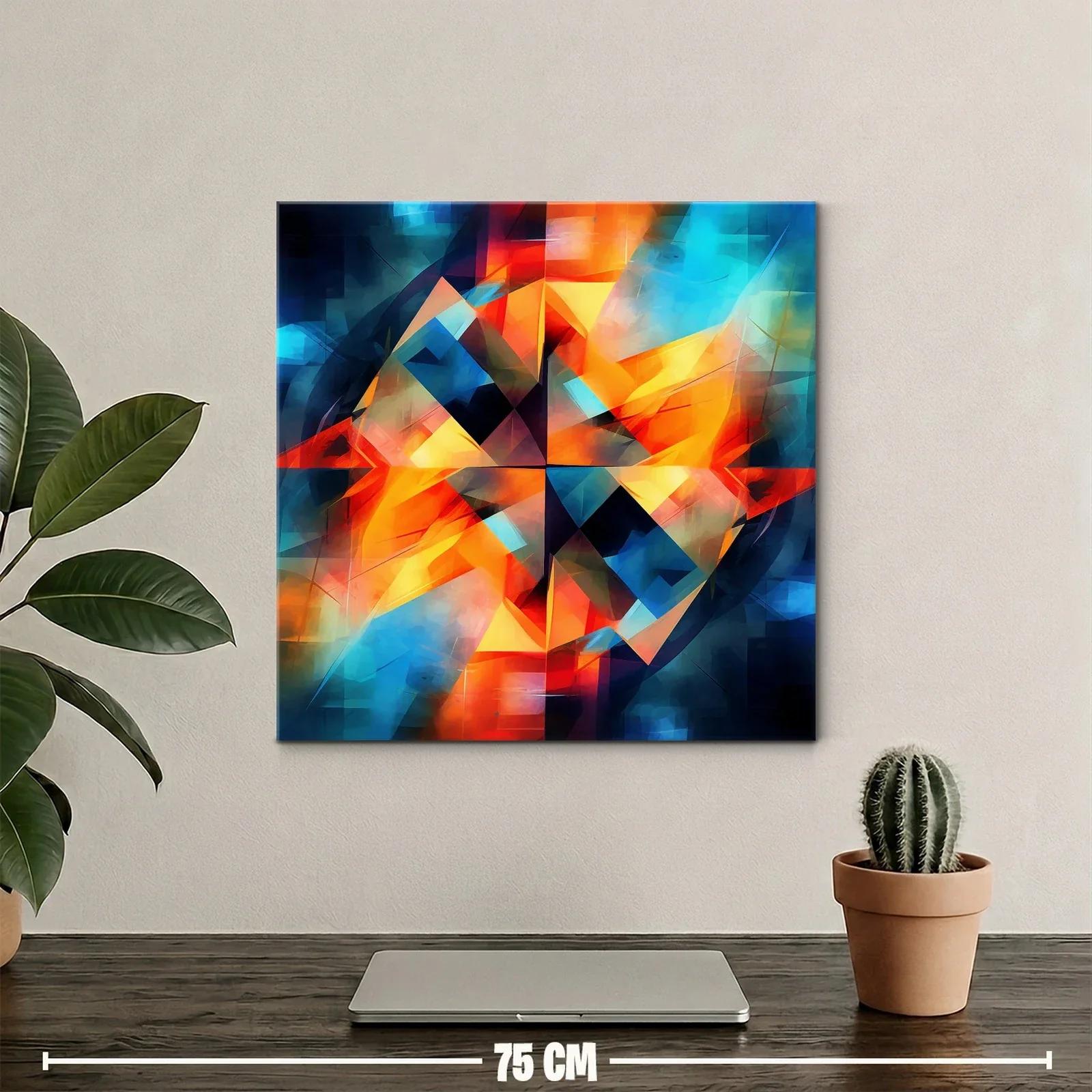 Cuadro abstracto con vibrantes tonos cálidos y fríos — miniatura 2
