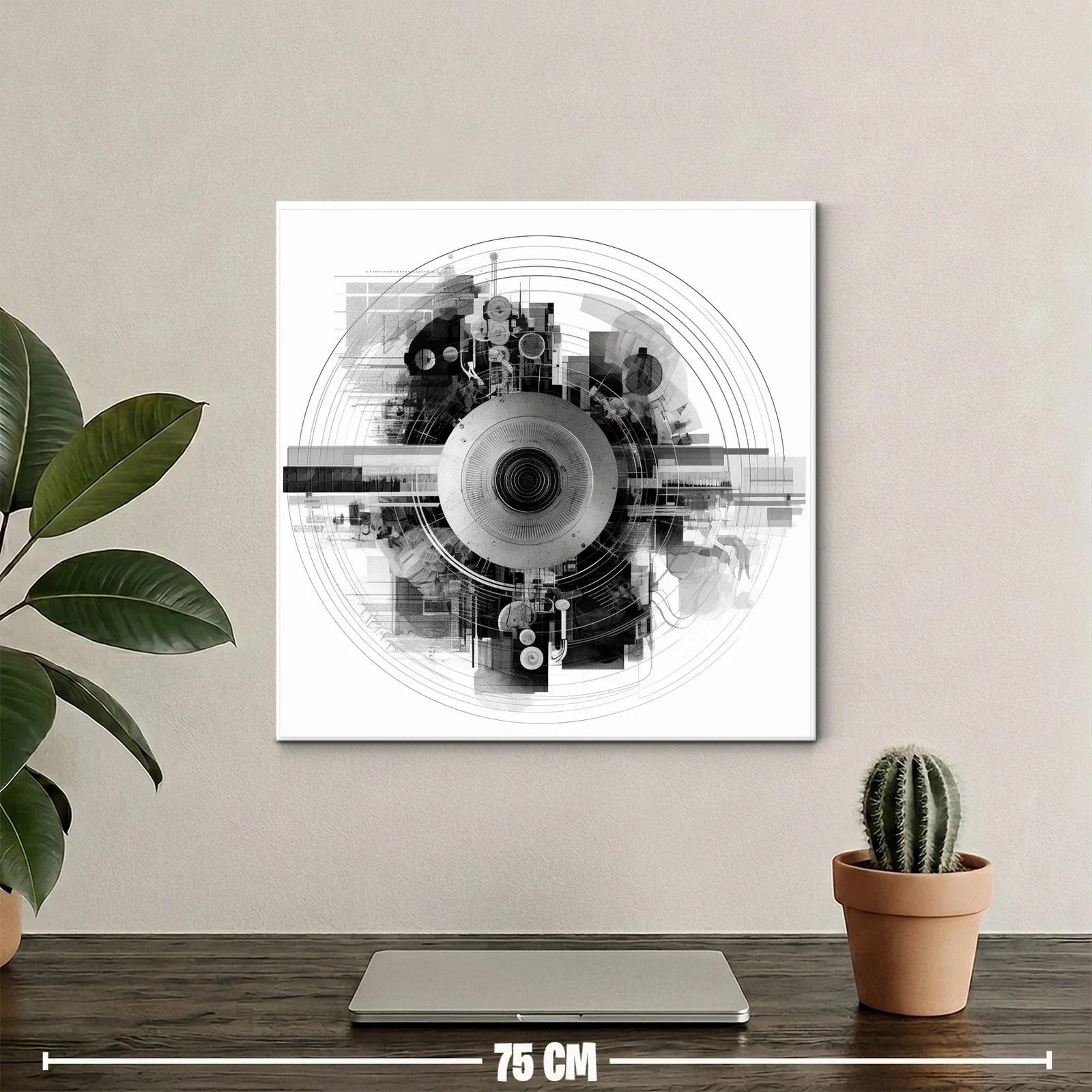 Composición abstracta en escala de grises con formas circulares — miniatura 2