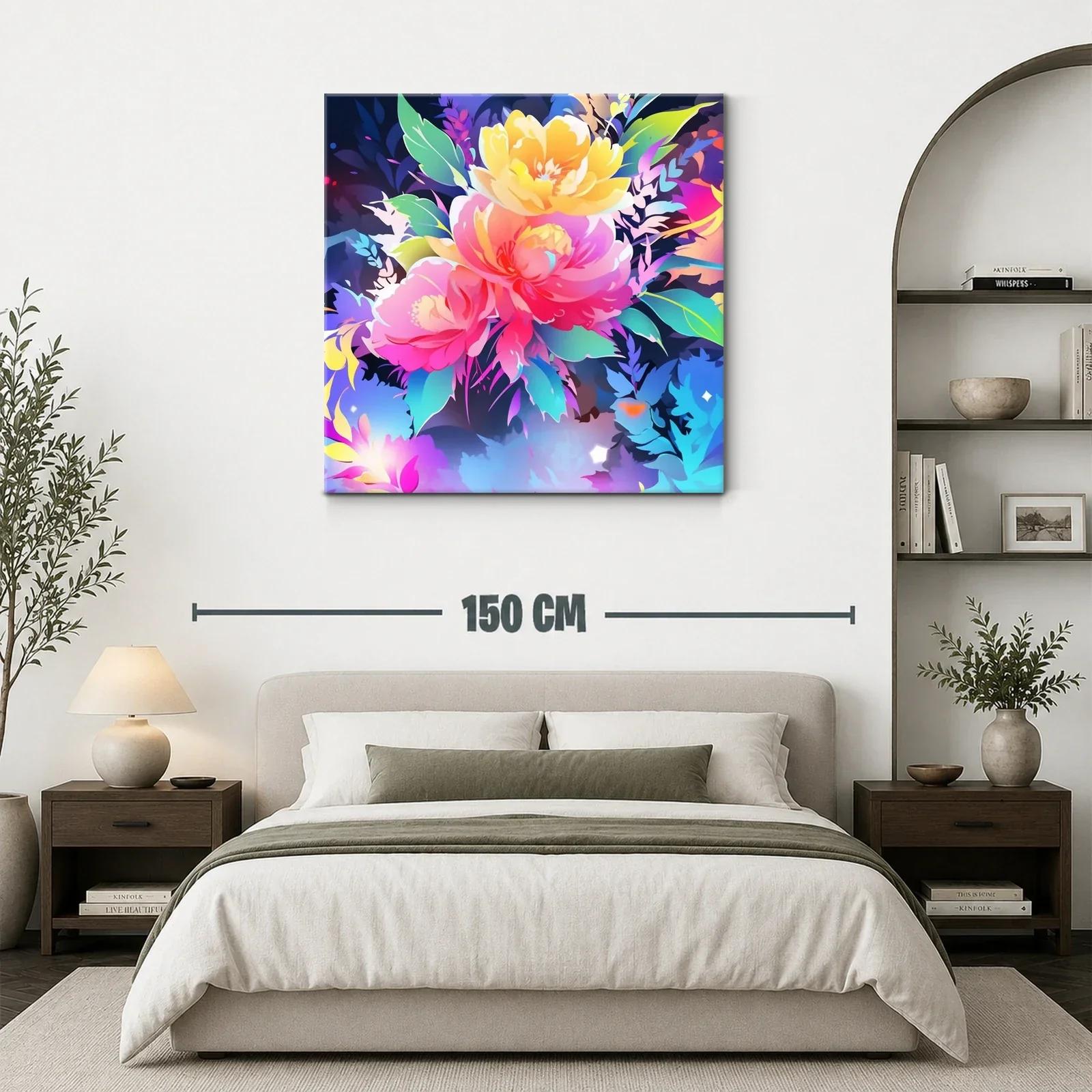 Cuadro vibrante con flores en tonos intensos y contrastantes — miniatura 3