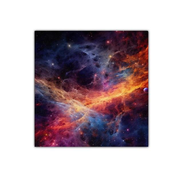 Impactante cuadro cósmico con explosión de colores intensos