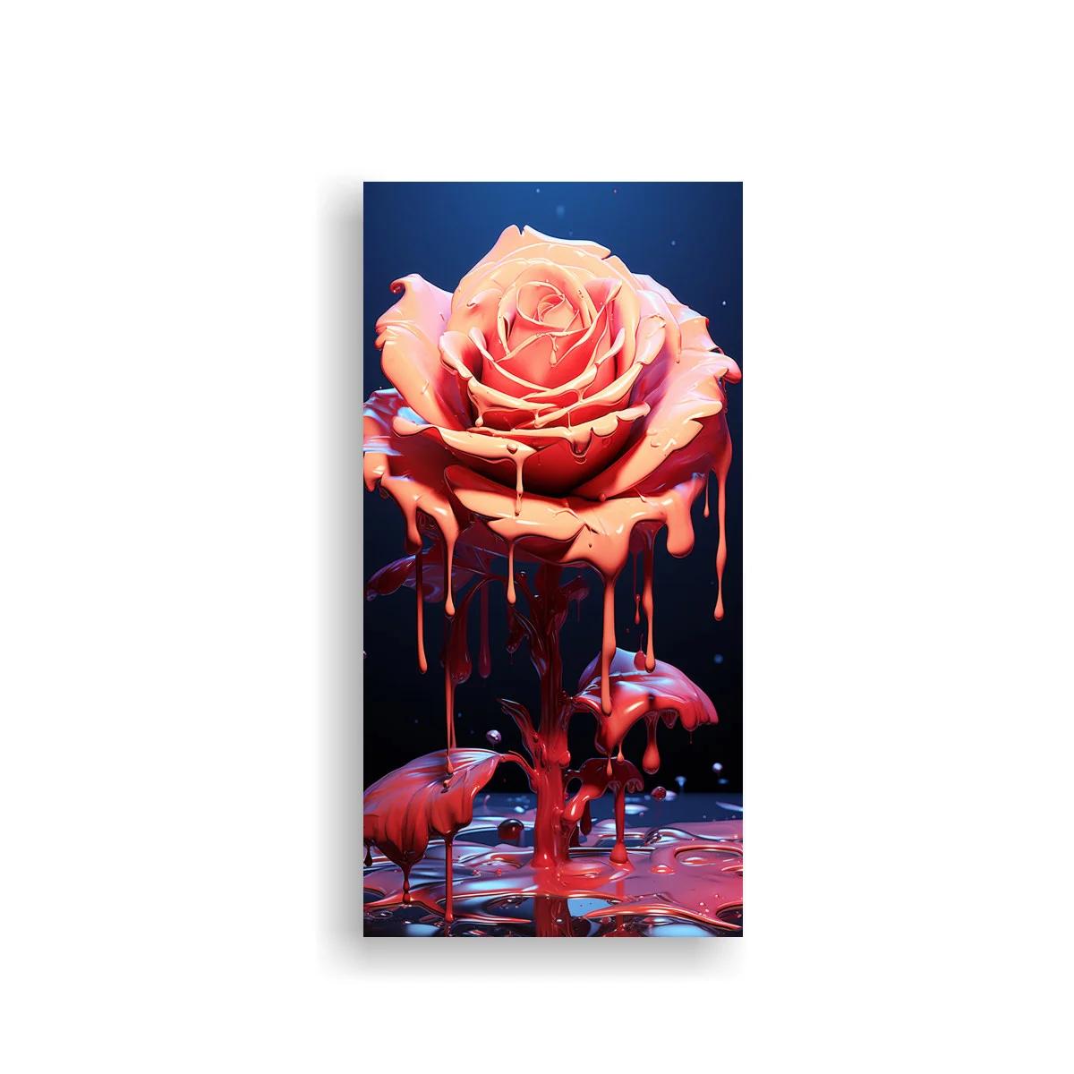 Cuadro rosa rosada derritiéndose con flamencos rosados