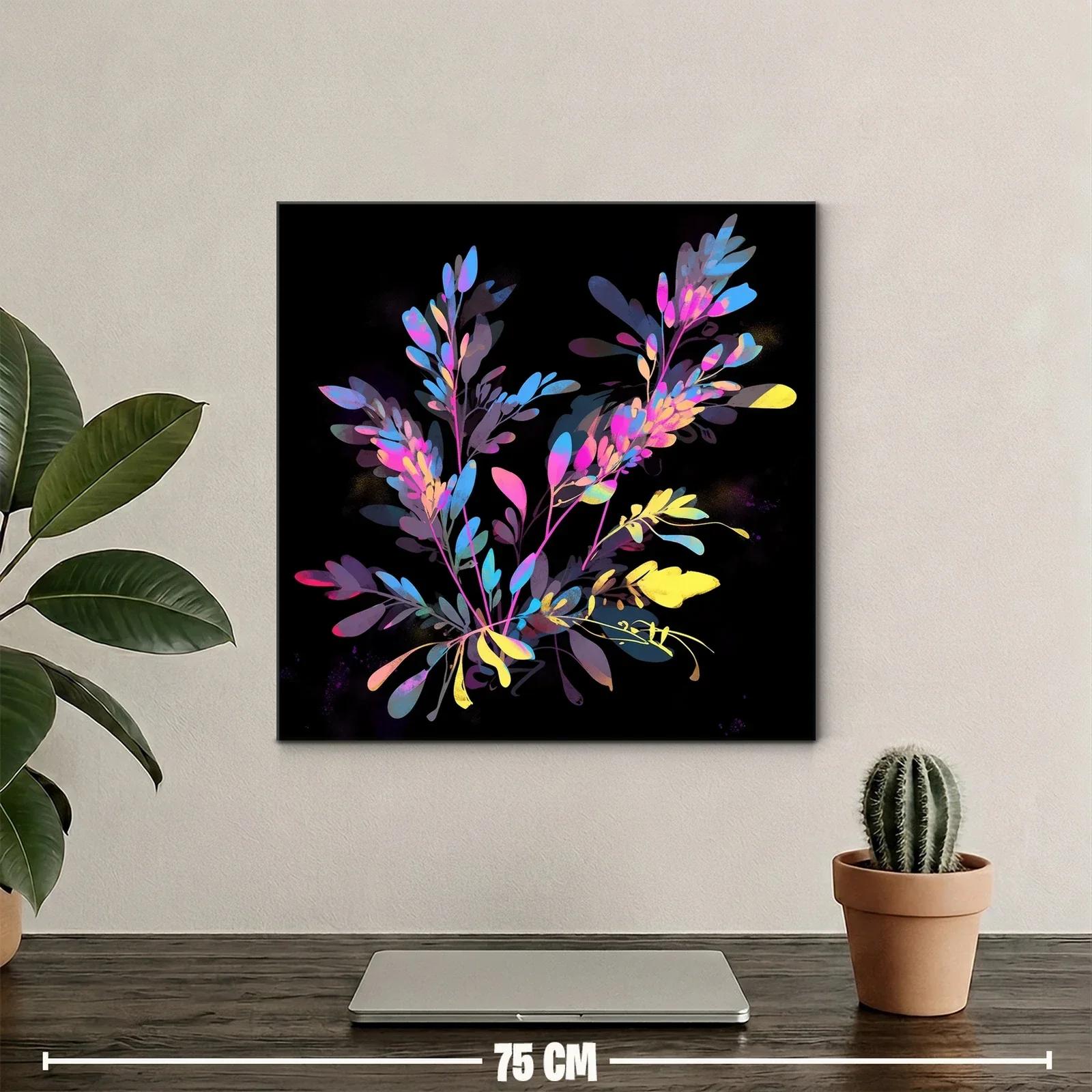 Composición floral vibrante con tonos neón sobre fondo oscuro — miniatura 2