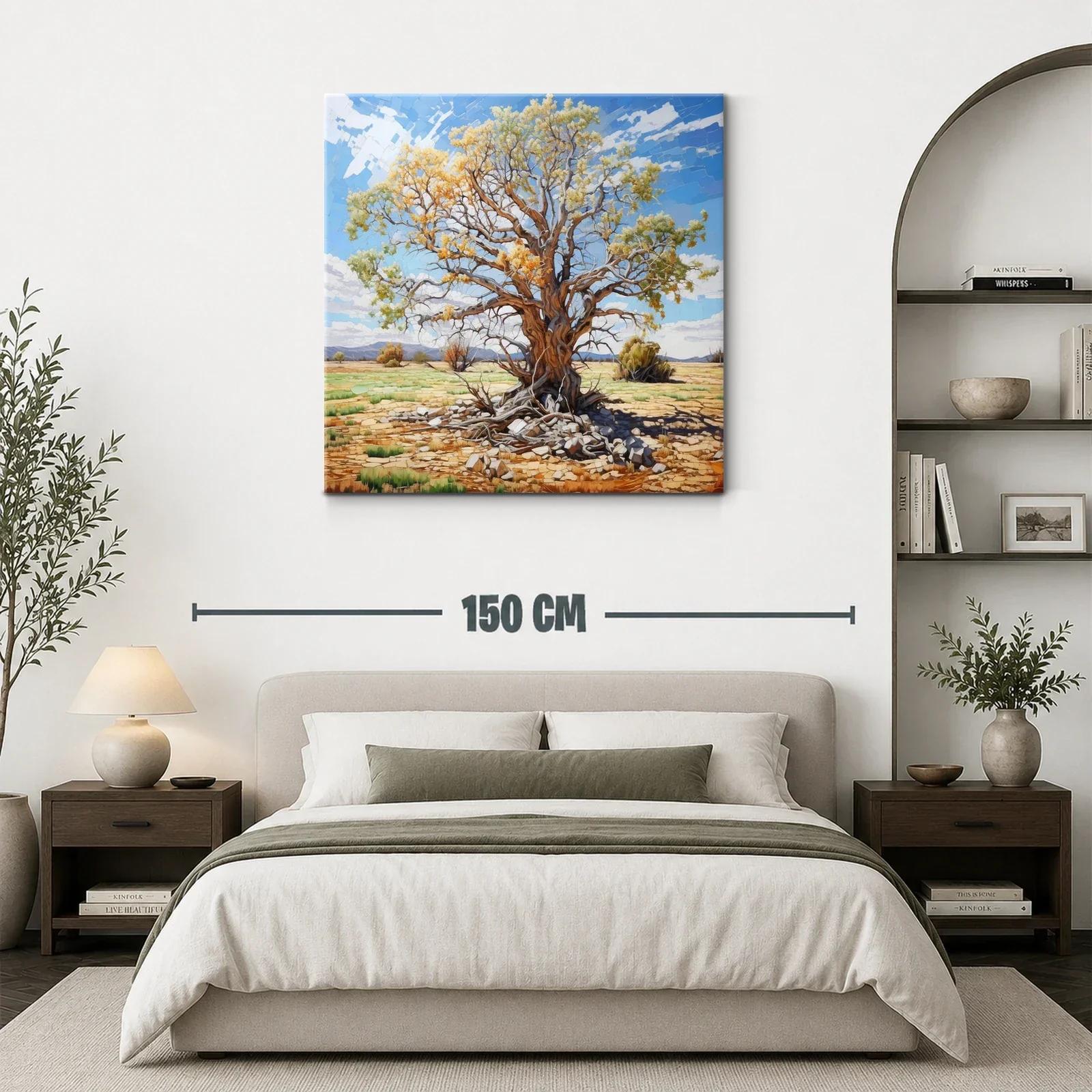 Árbol con hojas doradas en paisaje soleado — miniatura 3