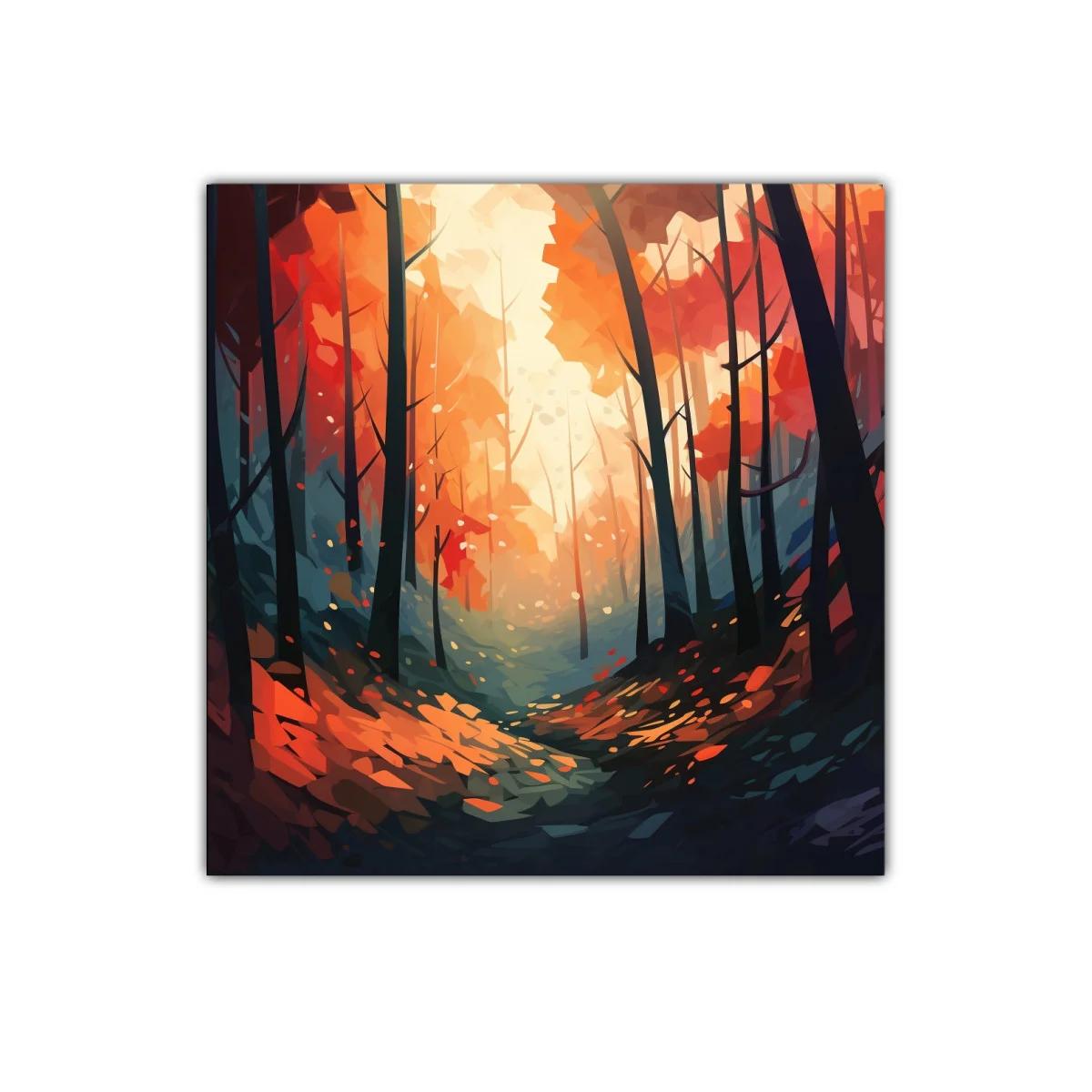 Bosque otoñal con luz cálida y tonos vibrantes — imagen principal