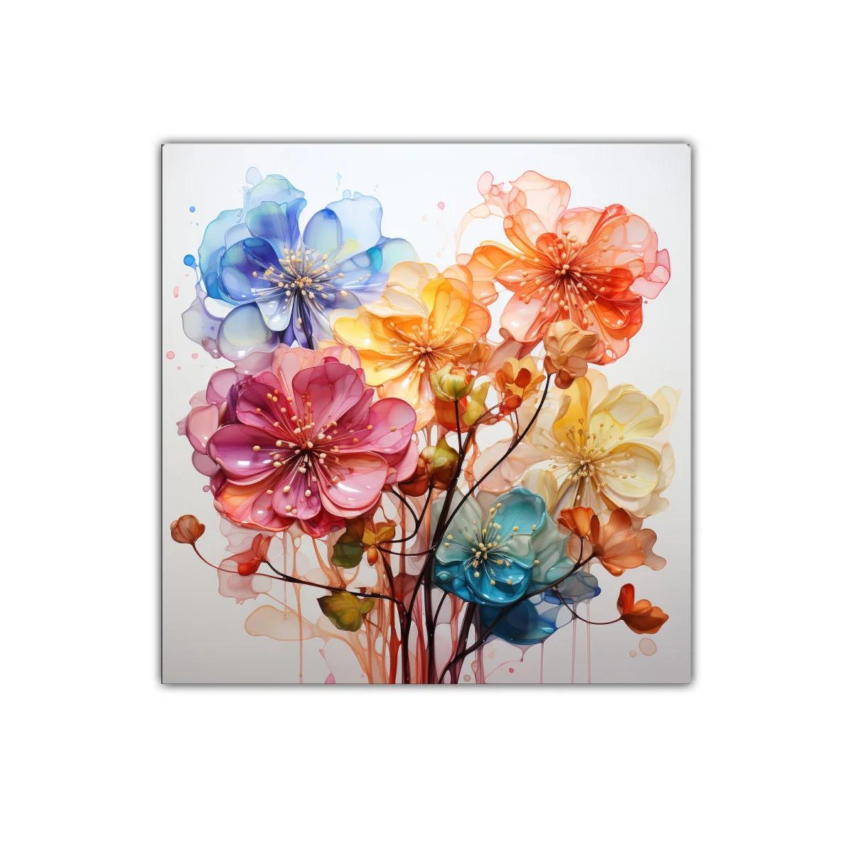 Cuadro decorativo flores vibrantes en tonos cálidos y fríos — imagen principal