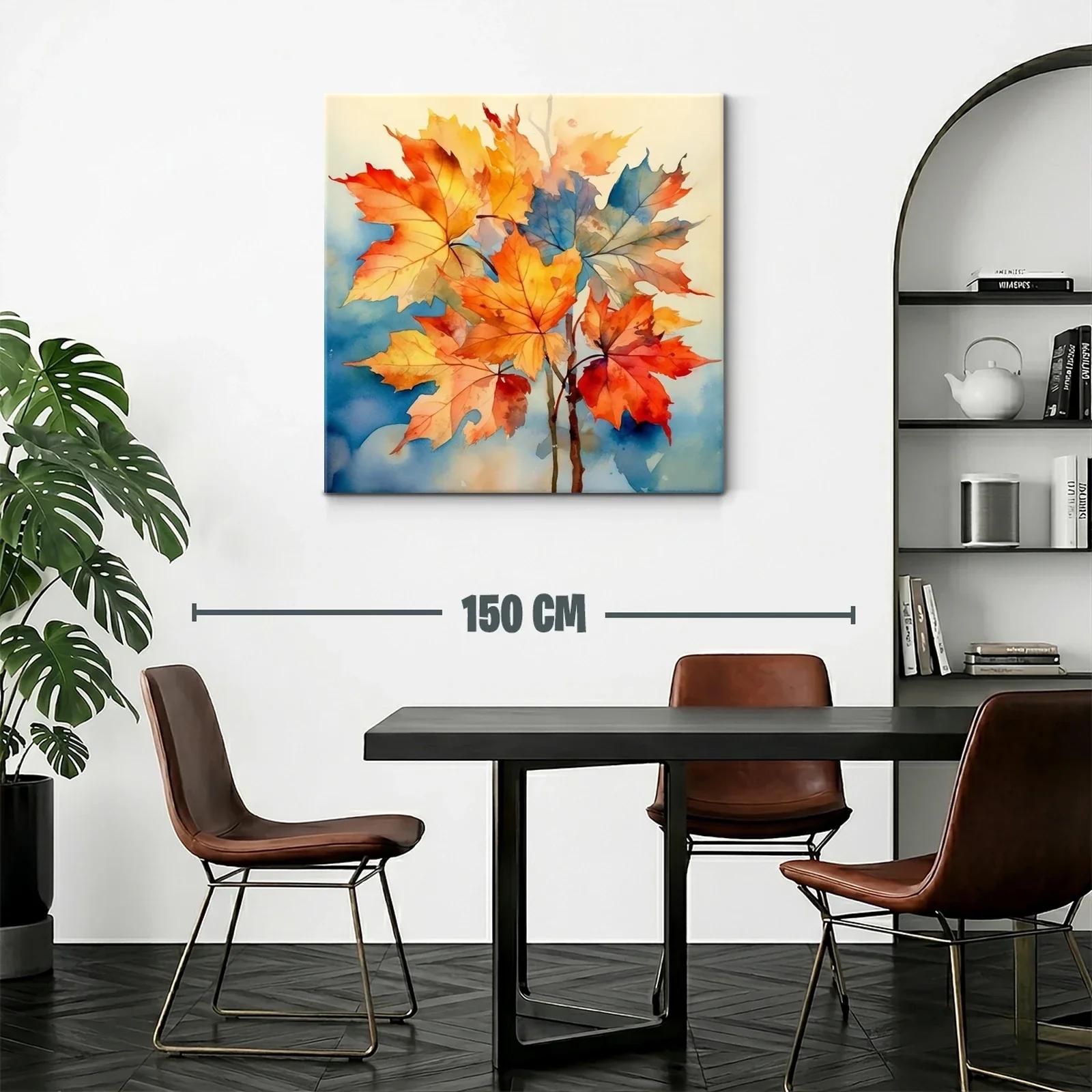 Hojas de otoño con vibrantes tonos cálidos y azules — miniatura 2