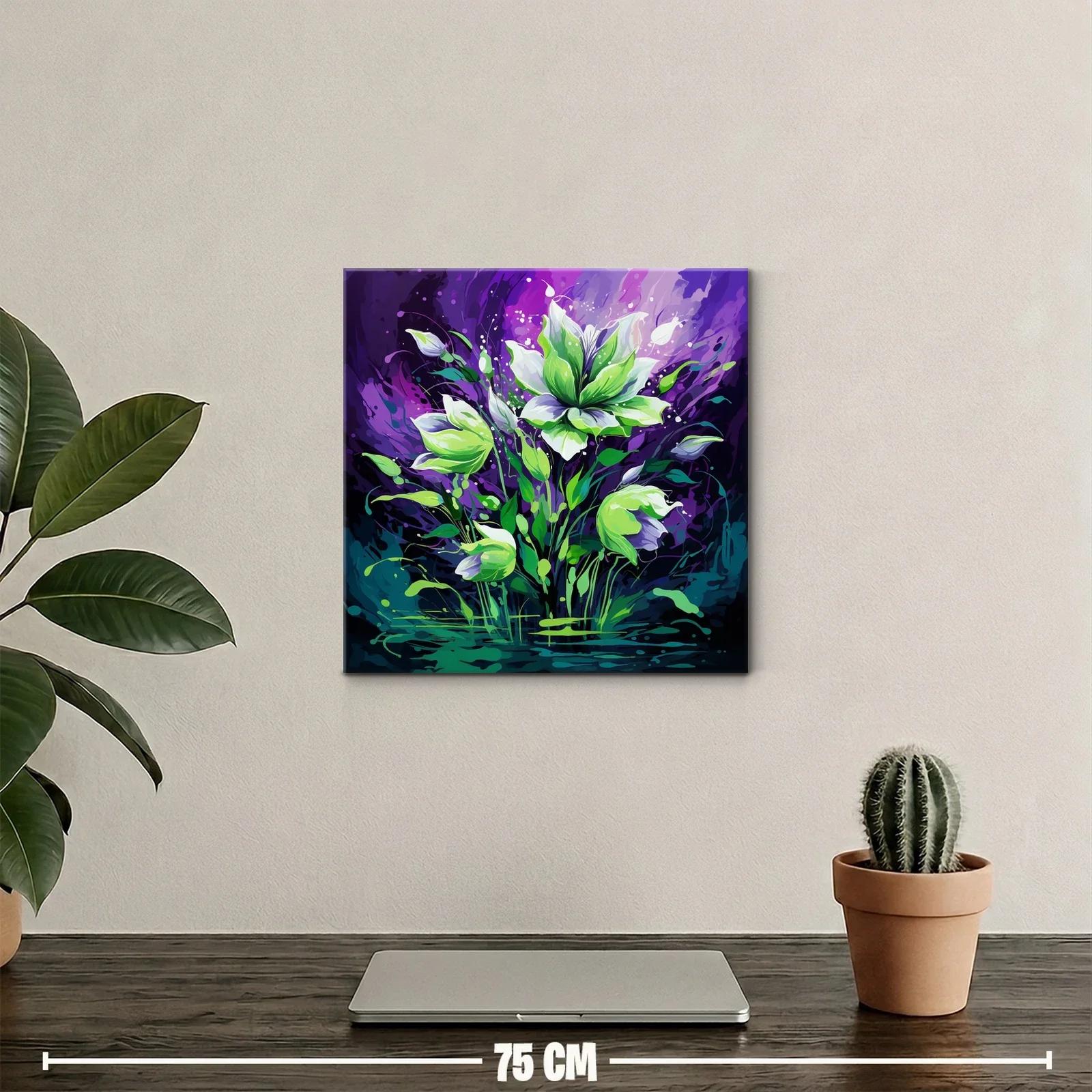 Flores vibrantes en tonos verdes y púrpuras — miniatura 2