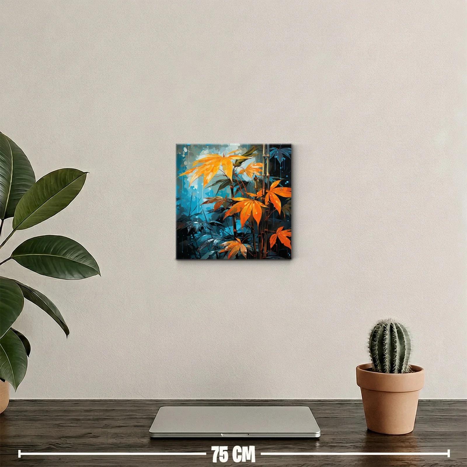 Cuadro decorativo hojas otoñales en tonos vibrantes — miniatura 2