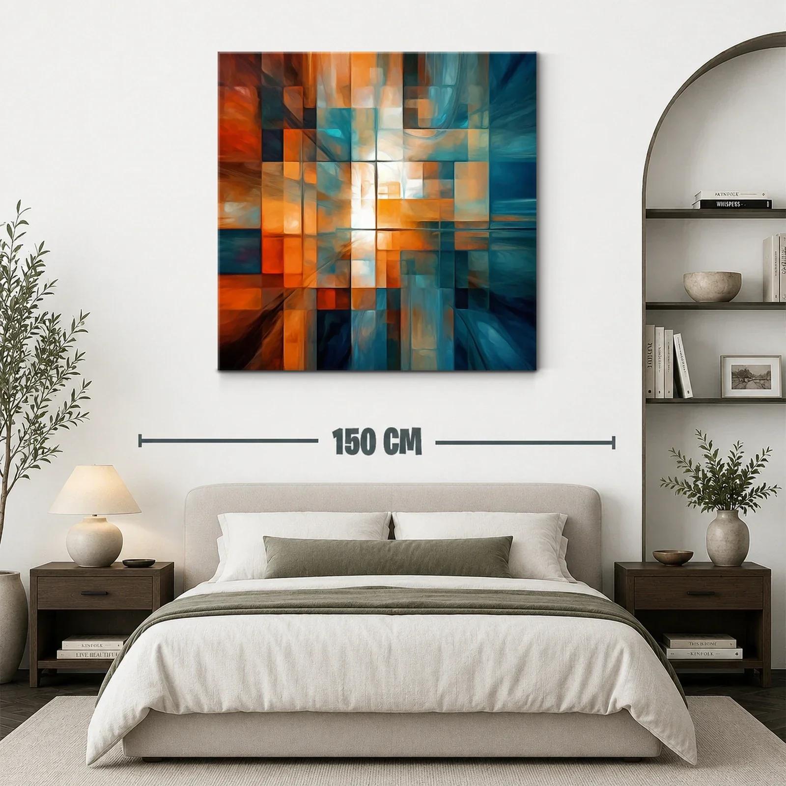 Composición abstracta en tonos cálidos y fríos para espacios modernos — miniatura 3