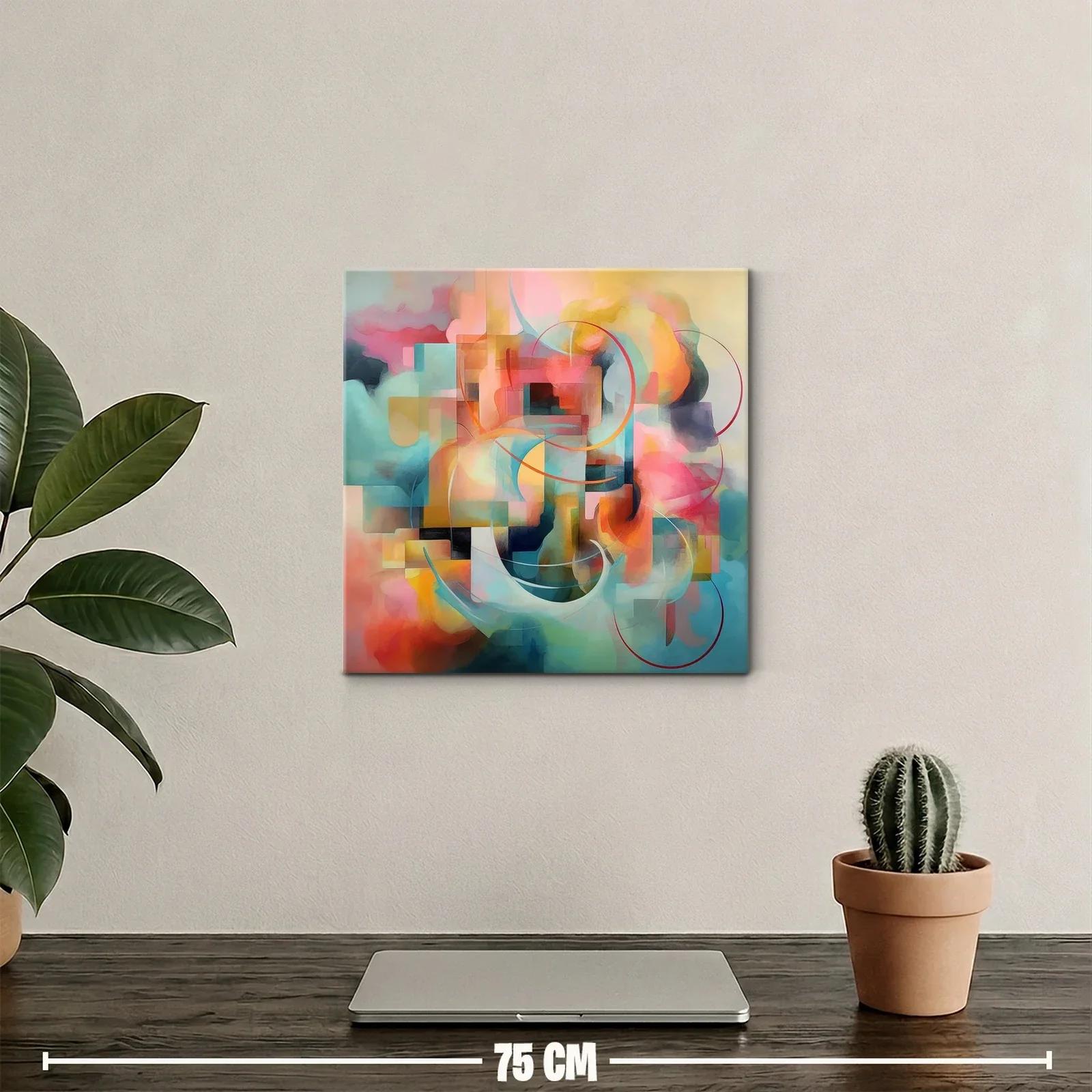 Composición abstracta con tonos cálidos y fríos entrelazados — miniatura 2