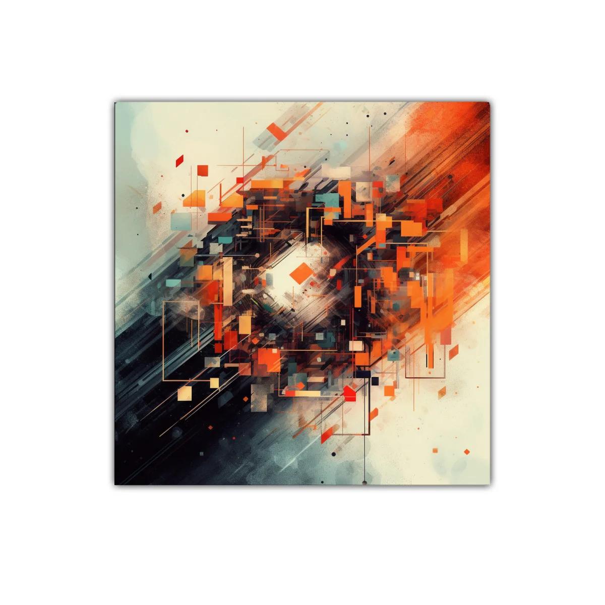 Composición abstracta geométrica en tonos cálidos y contrastes oscuros — imagen principal