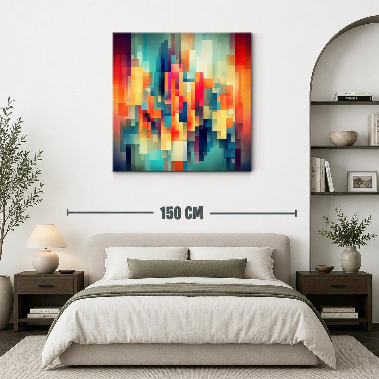 Composición abstracta con bloques en tonos cálidos y fríos — miniatura 3