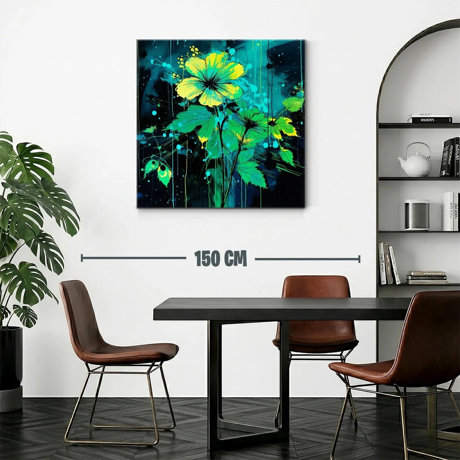 Cuadro floral vibrante en tonos verdes y amarillos — miniatura 2