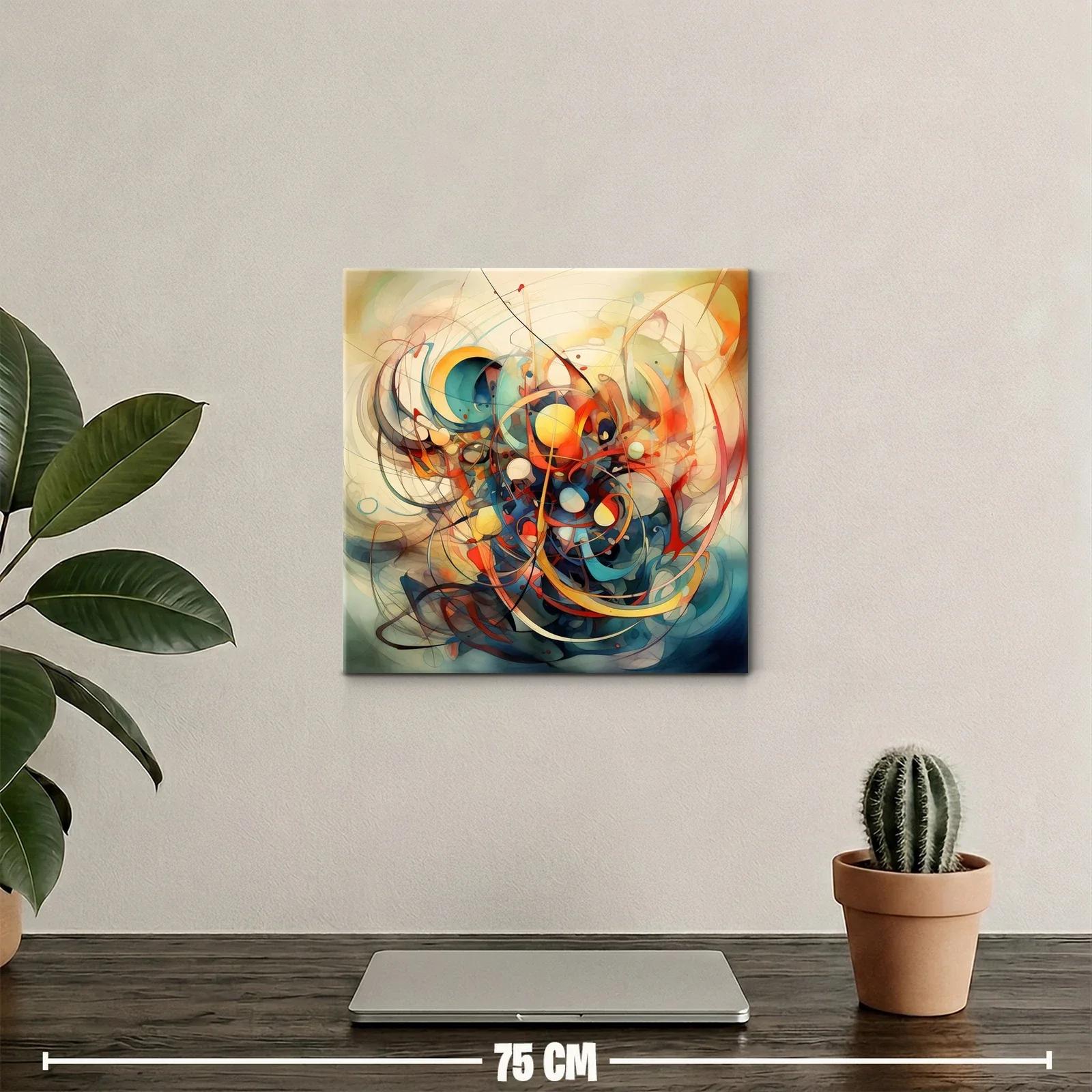 Cuadro abstracto en paleta cálida de formas dinámicas — miniatura 2