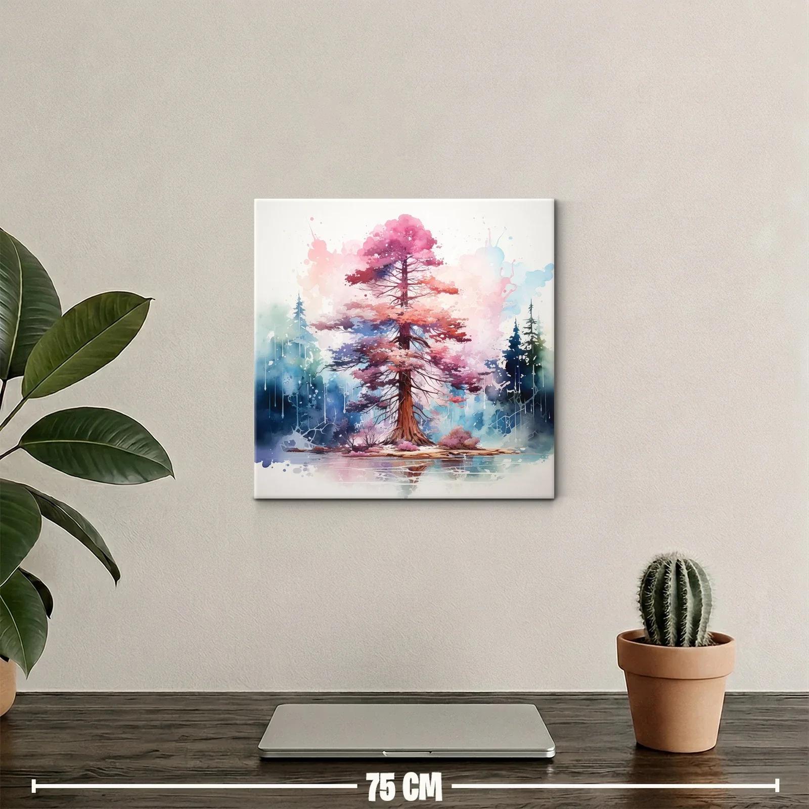Árbol en tonos rosas y azules con reflejo en agua — miniatura 2