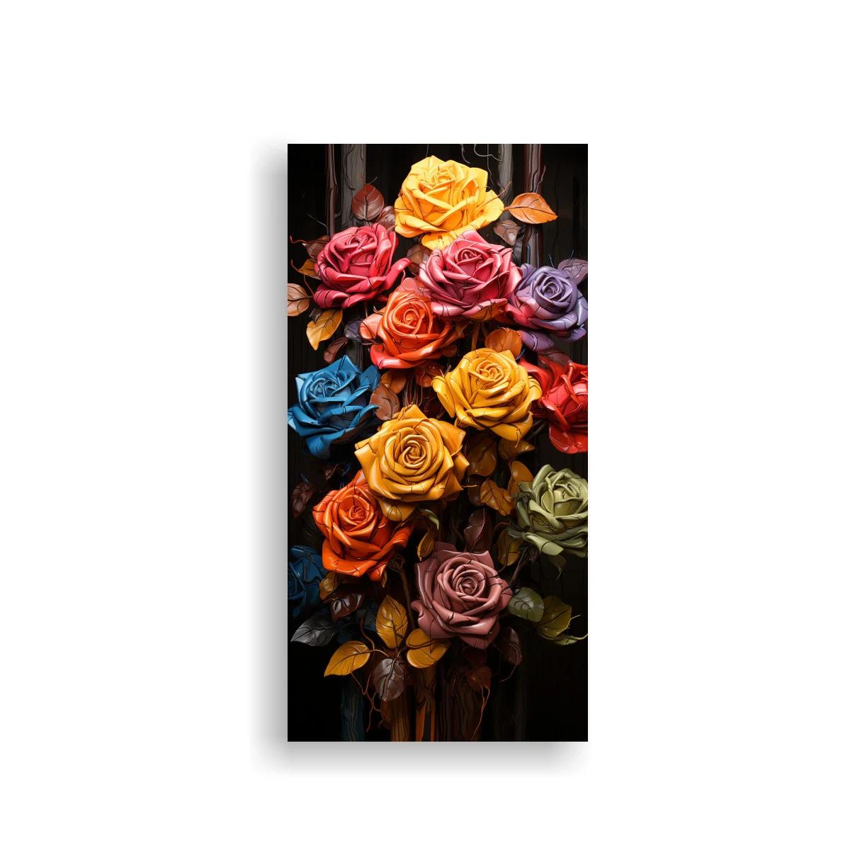 Cuadro ramo de rosas multicolor en cascada