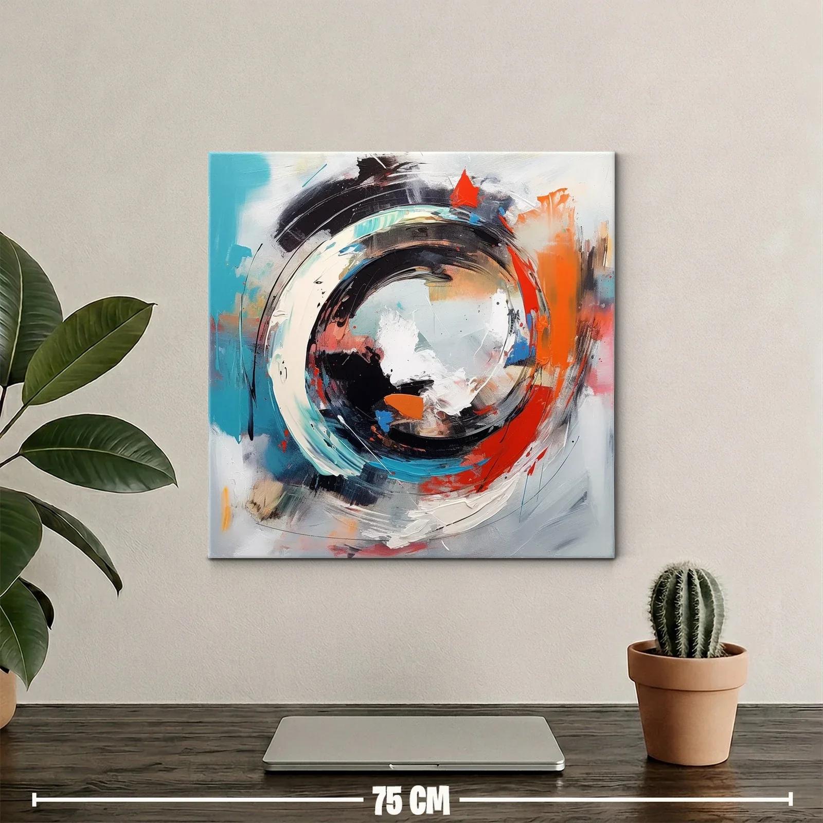 Cuadro abstracto con vibrantes tonos azules y naranjas — miniatura 2
