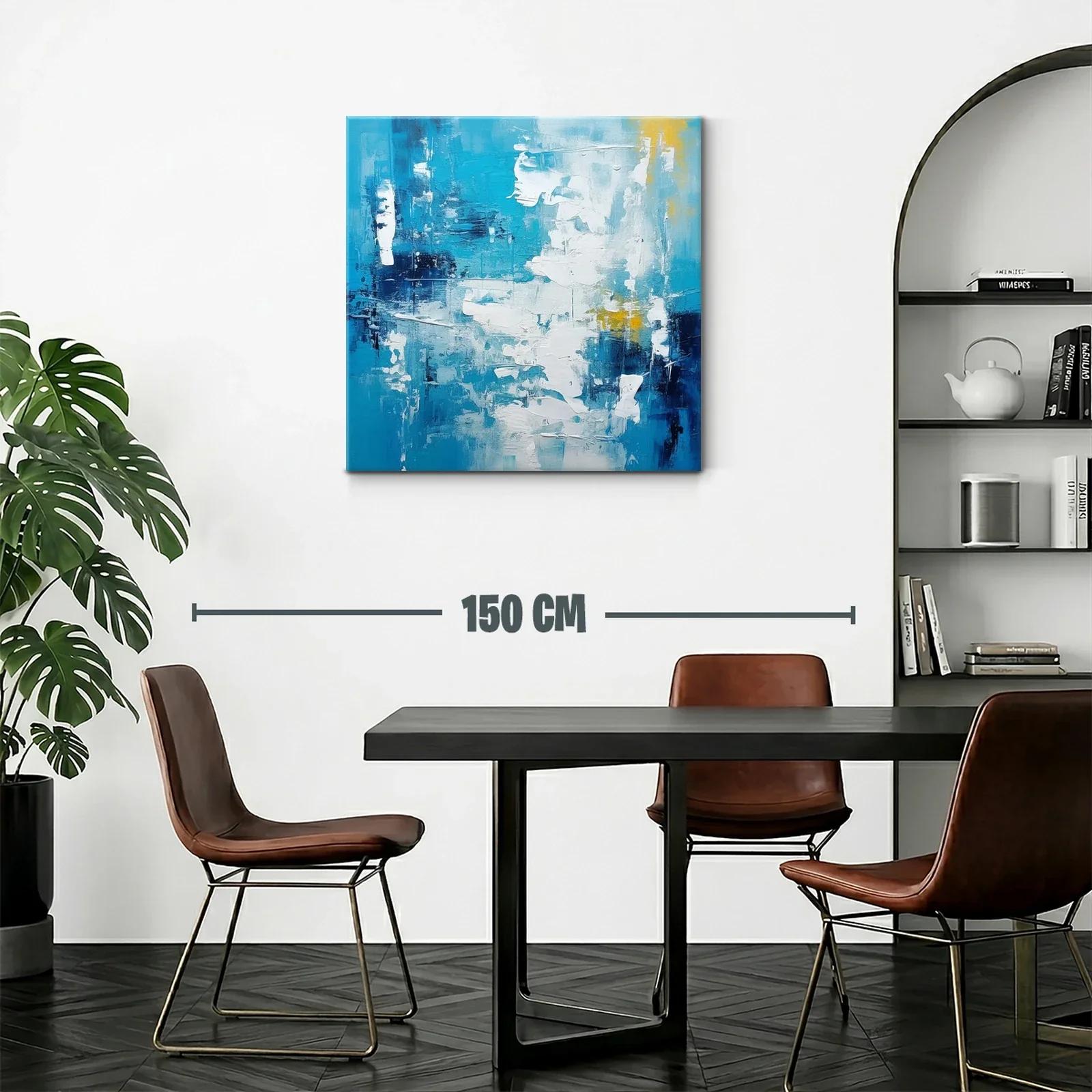 Cuadro abstracto con tonos azules y blancos vibrantes — miniatura 2