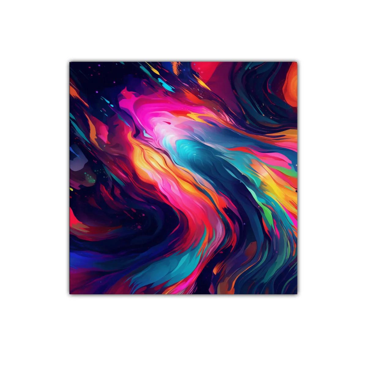 Explosion de colores vibrantes con formas onduladas en movimiento