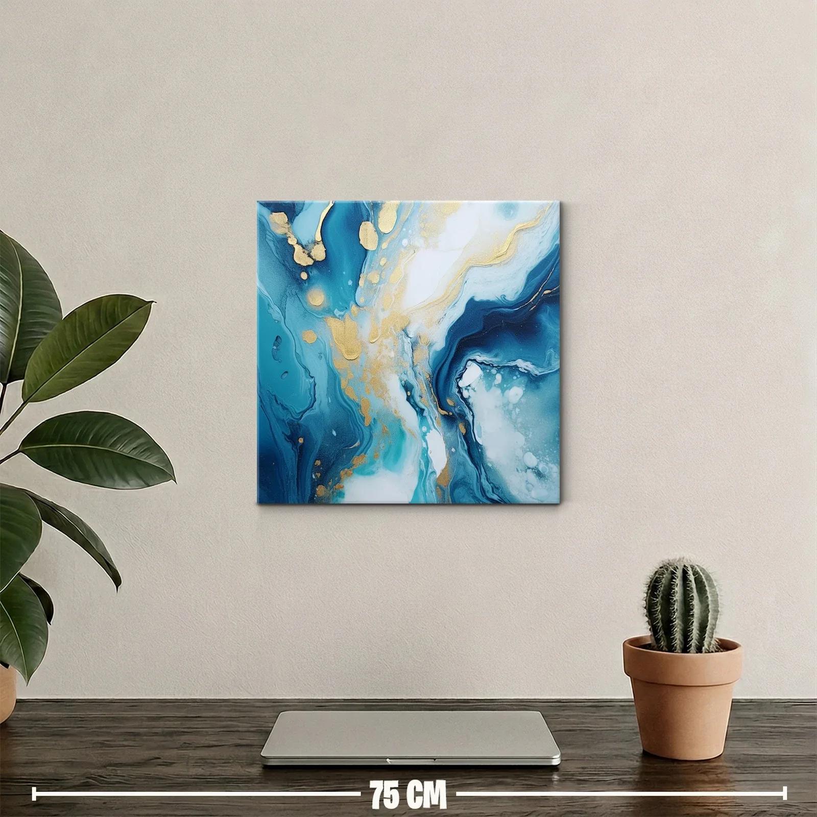 Cuadro abstracto en tonos azules y dorados elegantes — miniatura 2