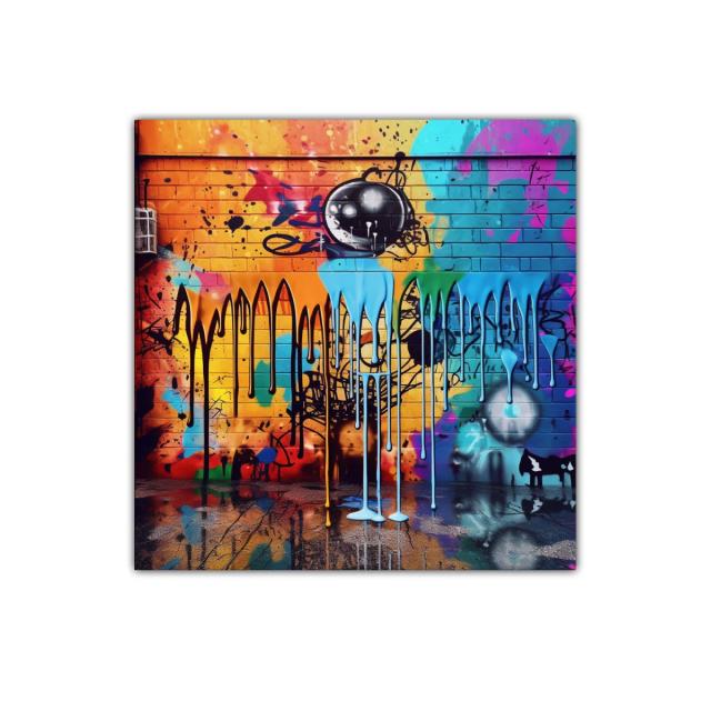 Arte urbano con colores vibrantes y efecto dripping