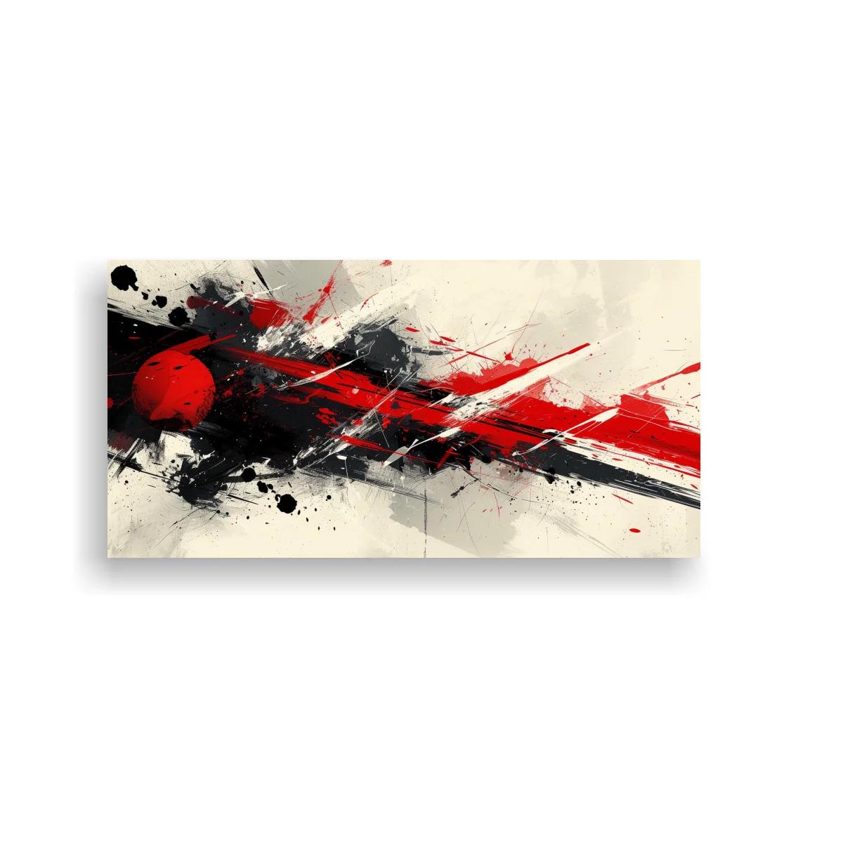 Cuadro abstracto rojo y negro con diagonales enérgicas — imagen principal
