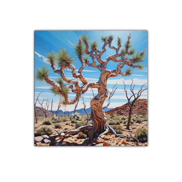 Árbol desértico con ramas retorcidas bajo cielo azul